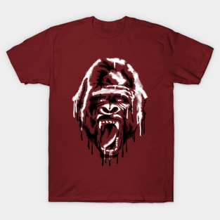 stencil art of gorilla head T-Shirt